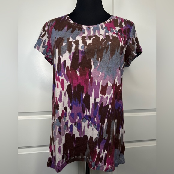 Abstract Print Tee Purple Brown Size XL - Picture 1 of 2